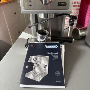 Silver Espresso Machine with Stainless Steel Accents